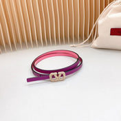 VL Belt 8mm Buckle Gold Diamond Leather Pink Purple