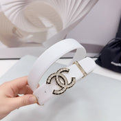CC 30MM BELT IN WHITE SMOOTH CALFSKIN METAL LOGO