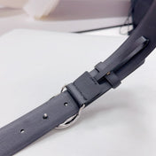 CC 30MM BELT IN BLACK CALFSKIN SILVER HARDWARE ATTACH PEARLS