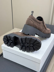 CELINE 25S SERIN CHUNKY LOAFERS 50MM IN BROWN SUEDE
