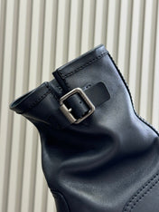 PRADA 25S ANKLE BOOTS IN DARK BLACK BROWN CALFSKIN