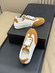 PRADA 25S SNEAKER IN WHITE MIX CAMEL BROWN SUEDE STYLE 4