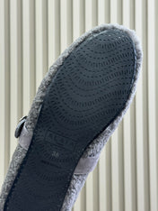 ALAIA 25S COZY MARY JANE SHEARLING FLATS IN DARK GRAY