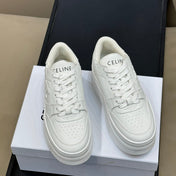 CELINE 26S WEDGE SNEAKERS IN WHITE CALFSKIN