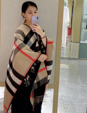 EQUESTRIAN KNIGHT WOOL CAPE 140 CM BEIGE MIX BLACK 403739