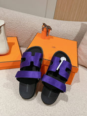 CHYPRE SANDAL BLACK MIX IMPERIAL BLUE CALFSKIN