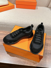 MAINLAND SNEAKER IN FULL BLACK SUEDE AND BREATHABLE MESH FABRIC