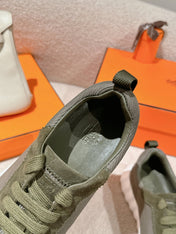 MAINLAND SNEAKER IN ARMY GREEN SUEDE AND BREATHABLE MESH FABRIC