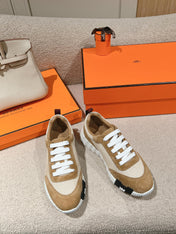 MAINLAND SNEAKER IN PEANUT BROWN SUEDE AND WHITE BREATHABLE MESH FABRIC