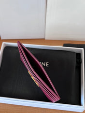 CELINE 25S CARD HOLDER WITH TRIOMPHE LOGO 11 IN OXBLOOD CALFSKIN