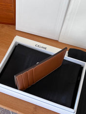 CELINE 25S ZIPPED CARD HOLDER 11 IN BROWN CALFSKIN GOLD HARDWARE