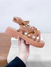 CLEA TRIOMPHE STRAPPY SANDAL IN BRONZE BROWN CALFSKIN