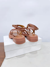 CLEA TRIOMPHE STRAPPY SANDAL IN BRONZE BROWN CALFSKIN