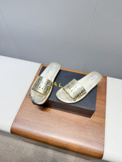 ALAIA FLAT SANDALS WITH PERFORATED STRAPS 25S IN GOLD LAMBSKIN