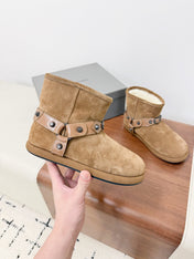 BALENCIAGA 25S ALASKA ANKLE BOOTS IN LIGHT BROWN SUEDE AND LAMBSKIN
