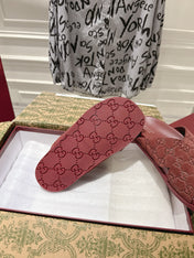 GG SLIDES IN RED SUEDE WITH EMBOSSED LOGO STYLE 9