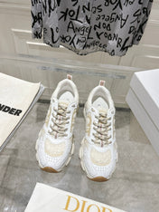 DIOR 25S MILE SERIES SNEAKERS 45MM IN WHITE CALFSKIN AND SHEARLING
