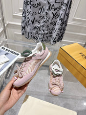 FENDI 26S SNEAKERS IN LIGHT PINK FABRIC AND SUEDE