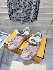 FENDI 26S SNEAKERS IN LIGHT PINK FABRIC AND SUEDE