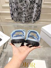 DIOR 26S SANDALS IN LIGHT BLUE OBLIQUE CANVAS