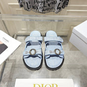 DIOR 26S SANDALS IN LIGHT BLUE OBLIQUE CANVAS