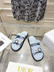 DIOR 26S SANDALS IN LIGHT BLUE OBLIQUE CANVAS