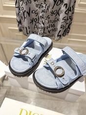DIOR 26S SANDALS IN LIGHT BLUE OBLIQUE CANVAS