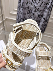 DIOR 26S VELCRO SANDALS IN LIGHT BEIGE OBLIQUE CANVAS