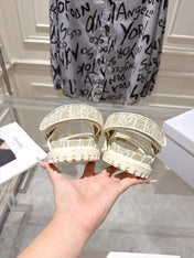 DIOR 26S VELCRO SANDALS IN LIGHT BEIGE OBLIQUE CANVAS