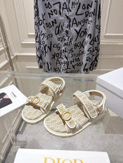 DIOR 26S VELCRO SANDALS IN LIGHT BEIGE OBLIQUE CANVAS