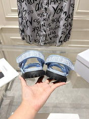 DIOR 26S VELCRO SANDALS IN LIGHT BLUE OBLIQUE CANVAS