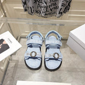 DIOR 26S VELCRO SANDALS IN LIGHT BLUE OBLIQUE CANVAS