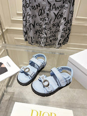 DIOR 26S VELCRO SANDALS IN LIGHT BLUE OBLIQUE CANVAS