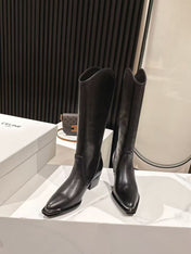CELINE 25S HIGH BOOTS FOR FALL AND WINTER 45MM IN BLACK CALFSKIN