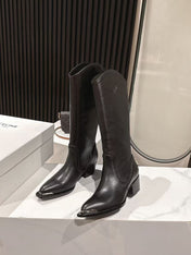 CELINE 25S HIGH BOOTS FOR FALL AND WINTER 45MM IN BLACK CALFSKIN