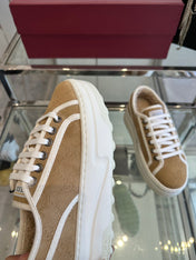 GG TENNIS SNEAKER IN CAMEL BROWN CANVAS WITH BEIGE FLEECE LINING