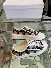 WALK'N PLATFORM SNEAKER IN CAMEL BEIGE MIX BLACK EMBROIDERED FABRIC