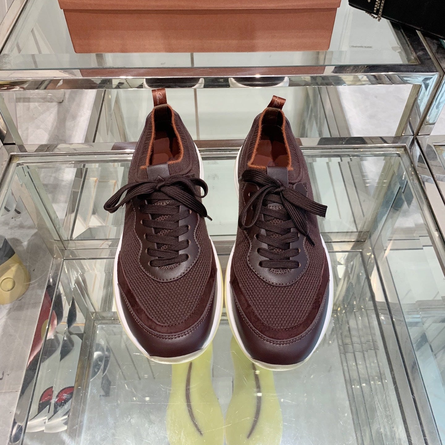 SNEAKER IN MAHOGANY RED CANVAS MIX SUEDE WITH LAMBSKIN