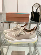 SNEAKER IN LIGHT PINK CANVAS MIX SUEDE WITH LAMBSKIN