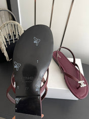 CELINE 26S THONG SANDALS IN DARK RED CALFSKIN