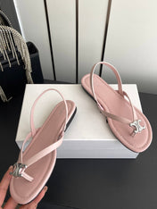 CELINE 26S THONG SANDALS IN LIGHT PINK CALFSKIN