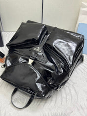 PRADA 25S BACKPACK 45 IN BLACK GLOSSY CALFSKIN SILVER HARDWRE