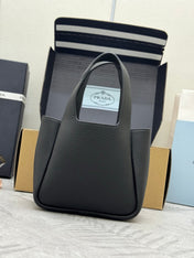 PRADA 25S TOTE MINI BAG 18 IN BLACK CALFSKIN GOLD HARDWRE