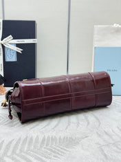 PRADA 25S BONNIE MEDIUM HANDBAG 32 IN BURGUNDY GLOSSY CALFSKIN