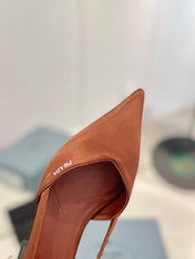Pra Pumps 50 Square Sole Brown Suede Fabric