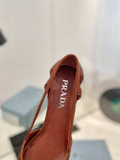 PRA BRUSHED CUT-OUT PUMPS RUSSET SATIN