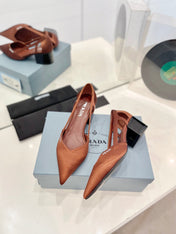 PRA BRUSHED CUT-OUT PUMPS RUSSET SATIN