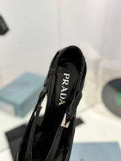 PRA STRAP CUT-OUT PUMPS BLACK SATIN