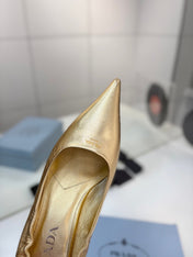 PRADA 26S PUMPS 55MM IN GOLD CALFSKIN