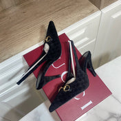 GUCCI 26S SLINGBACK HEELS 85 MM IN BLACK VELVET